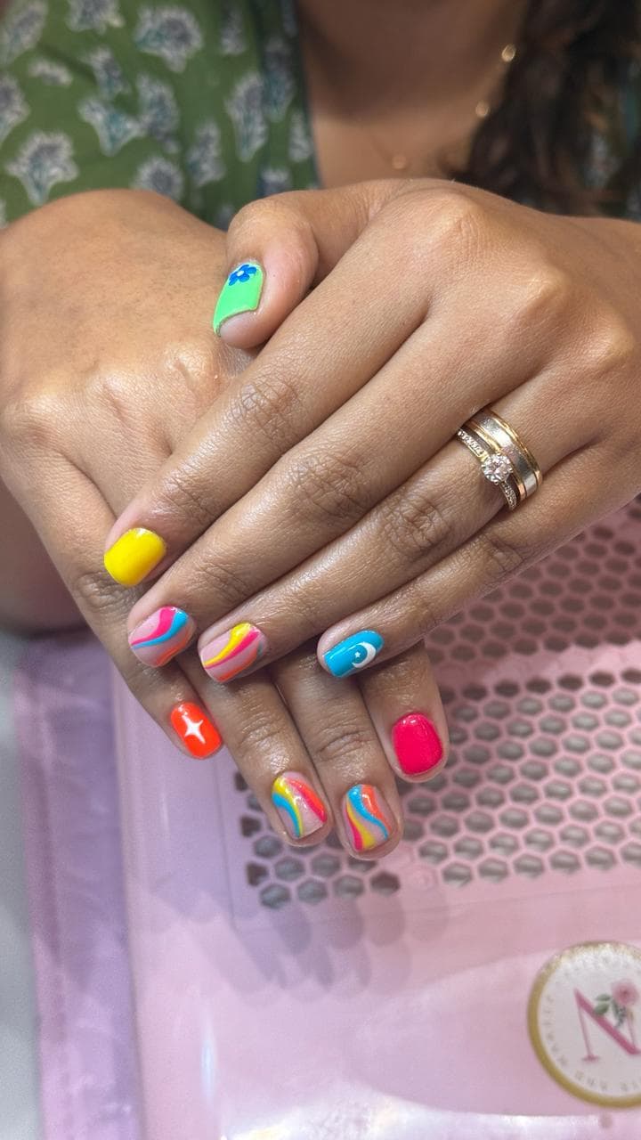 Gel nail extensions and nail art by NIXTUDIO - Nail lounge Pala Kerala