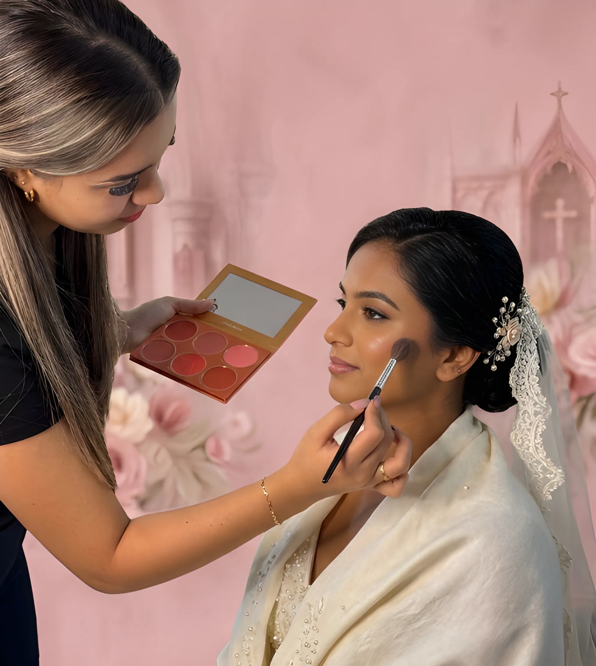 Nix-Studio-Pala-Engagement-Look-Makeup-Artist-Kottayam — Precision 'Happy Bride Story' application for Christian ceremonies